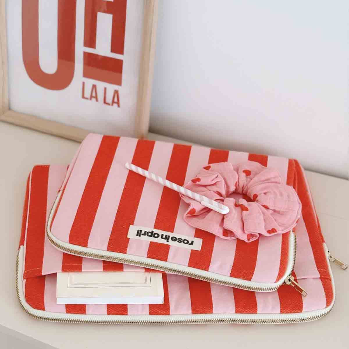 Housse d'iPad - Anouk Rayures Candy Pink / Rouge