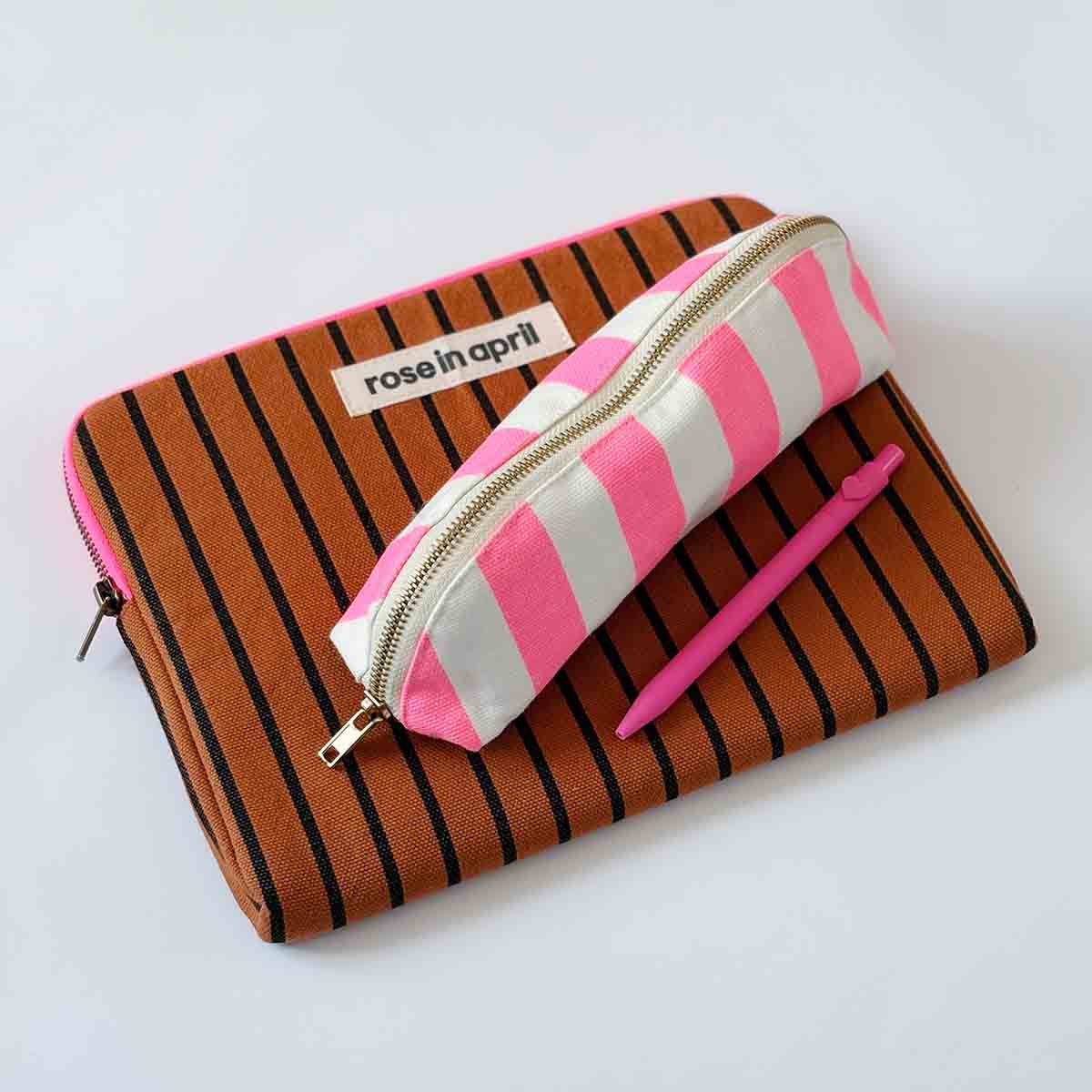 Pencil case - Gaston Neon pink Stripes