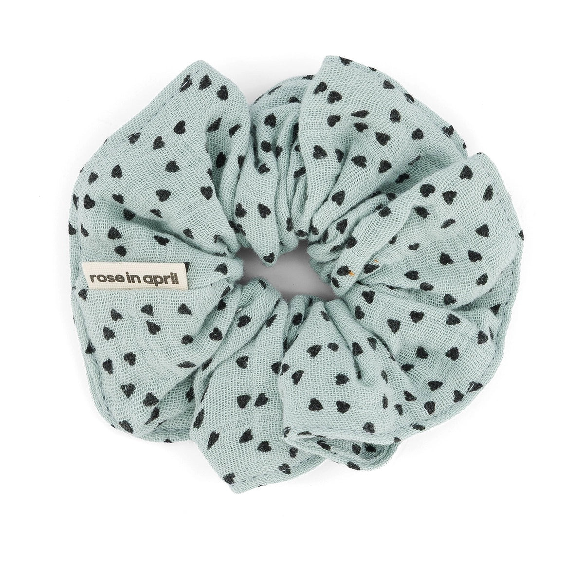 Scrunchie - Mini hearts Blue spray