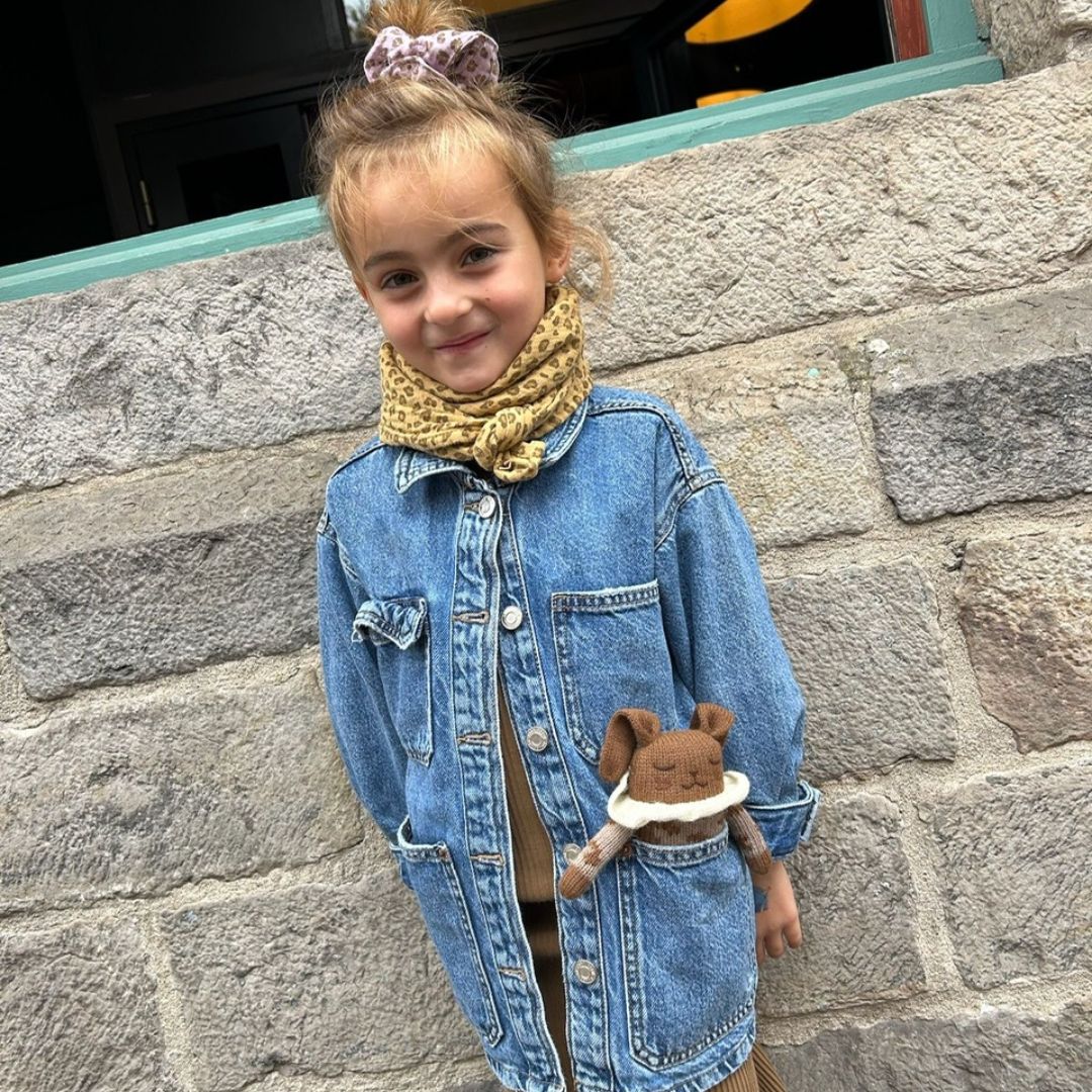 Doudou lapin léopard beige - Main sauvage x Rose in April