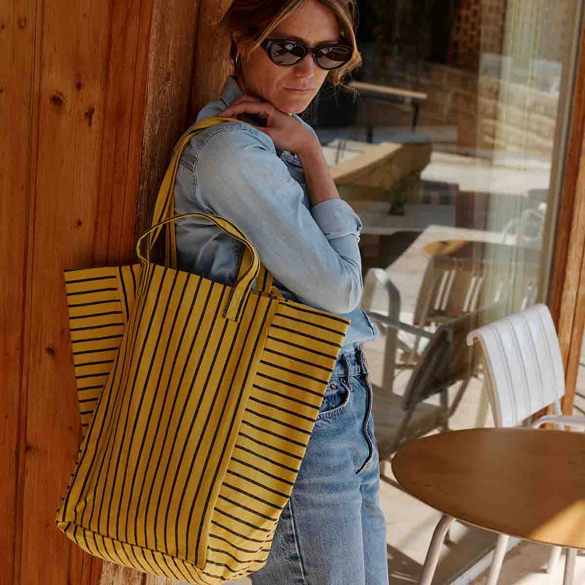 Sac cabas - Elisabeth Rayures Tennis Bambou