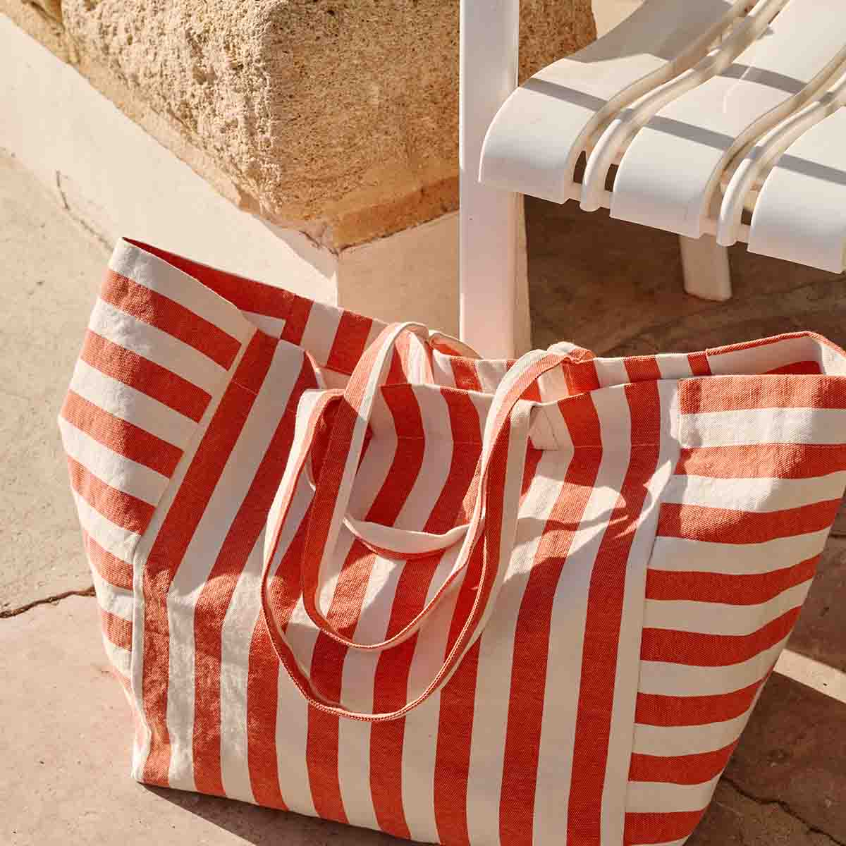 Tote bag - Elisa Greige / Tomato Stripes