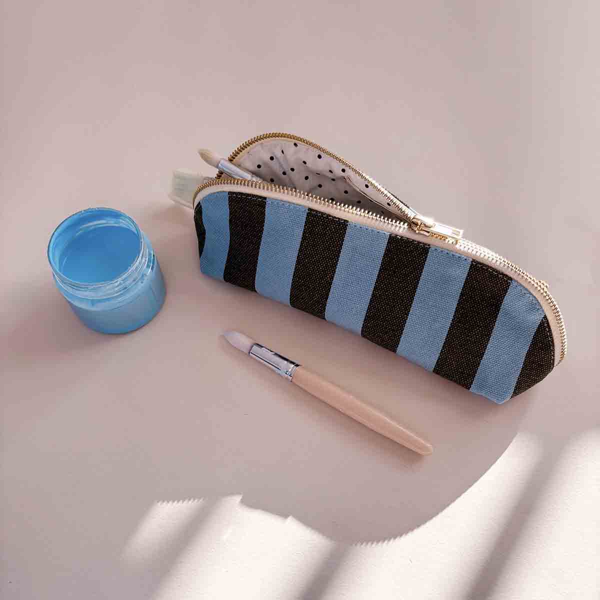 Trousse - Gaston Rayures Olive / Bleu