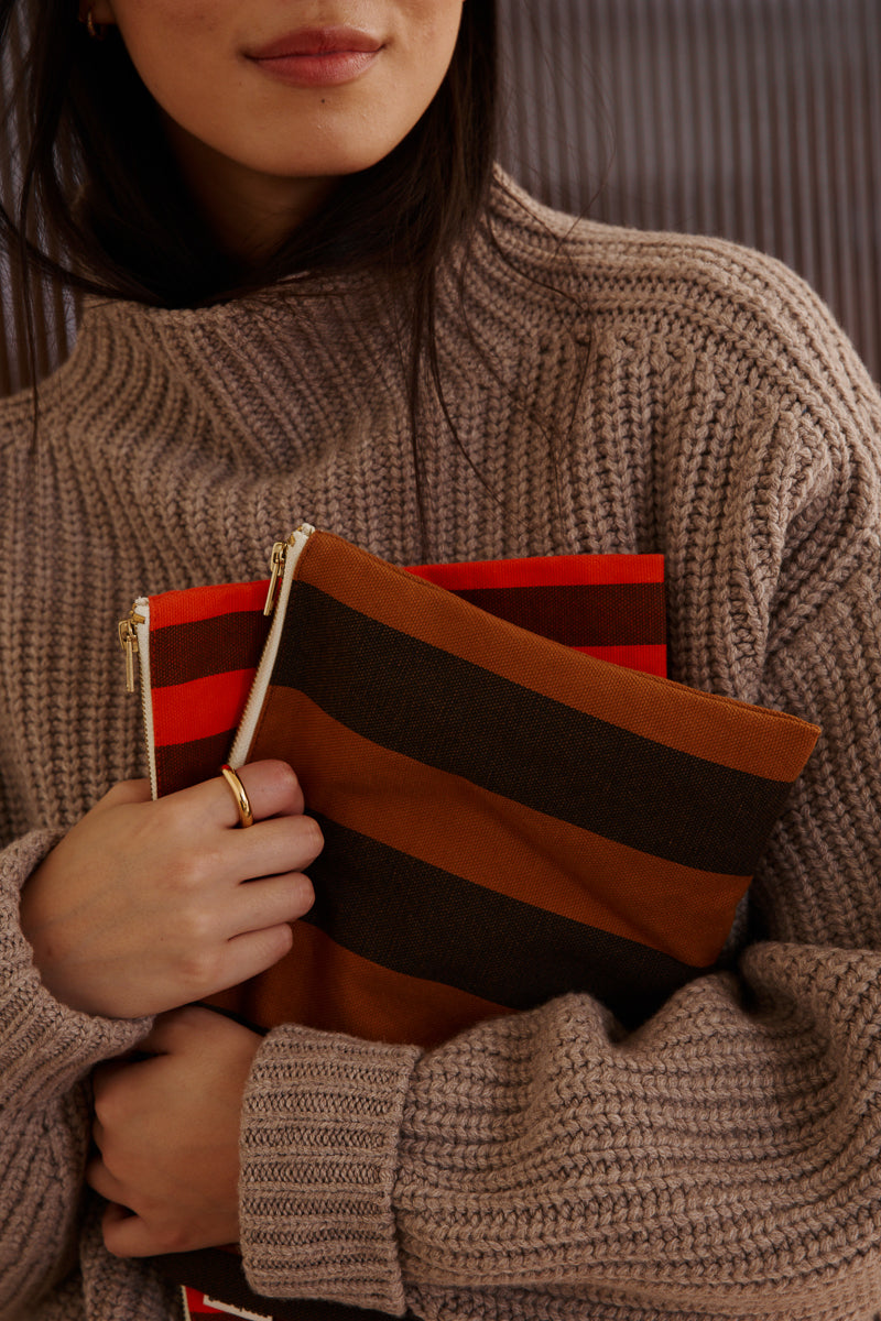 Pouch - Lili Big stripes Night / Pecan