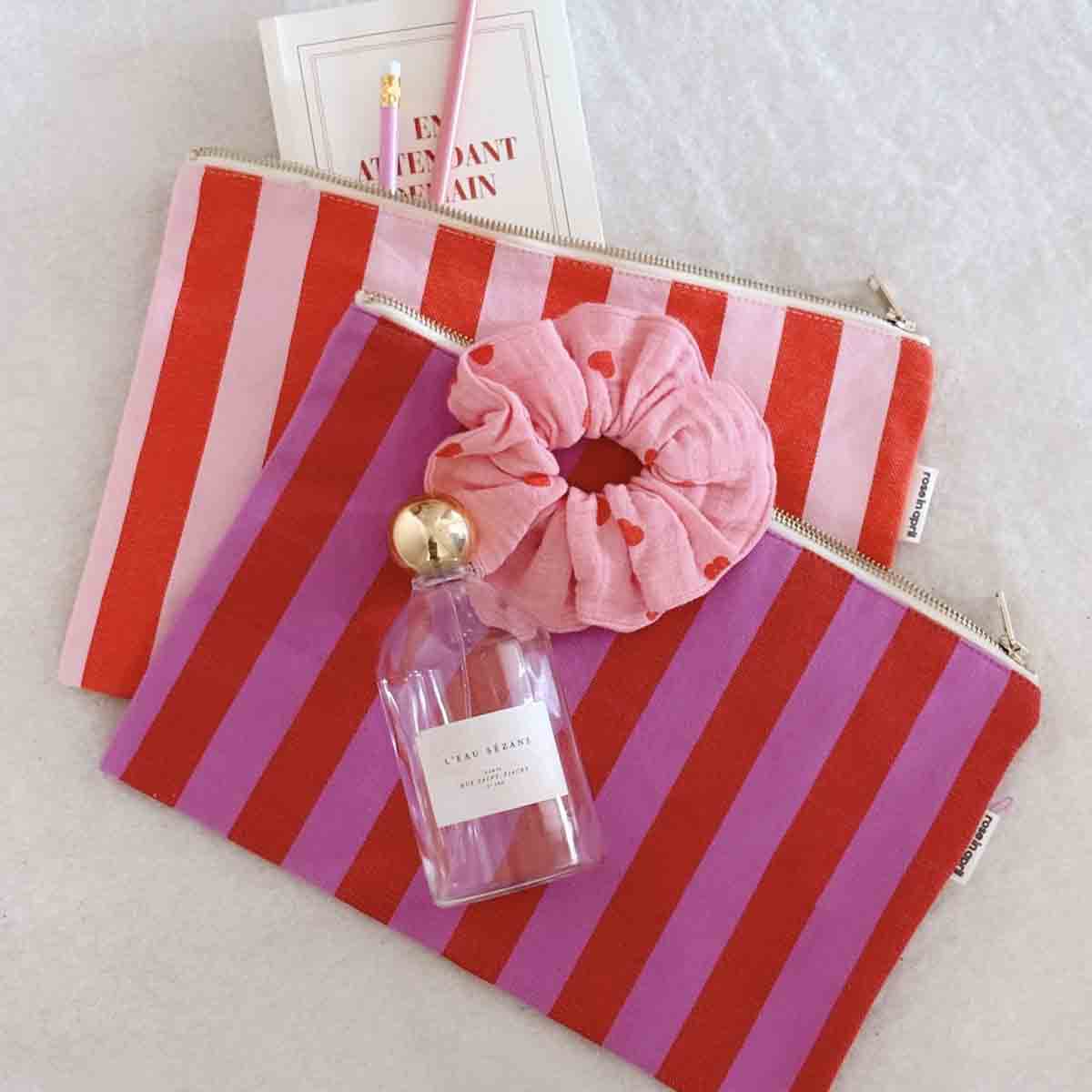 Pouch - Lili Orchid / Red Stripes