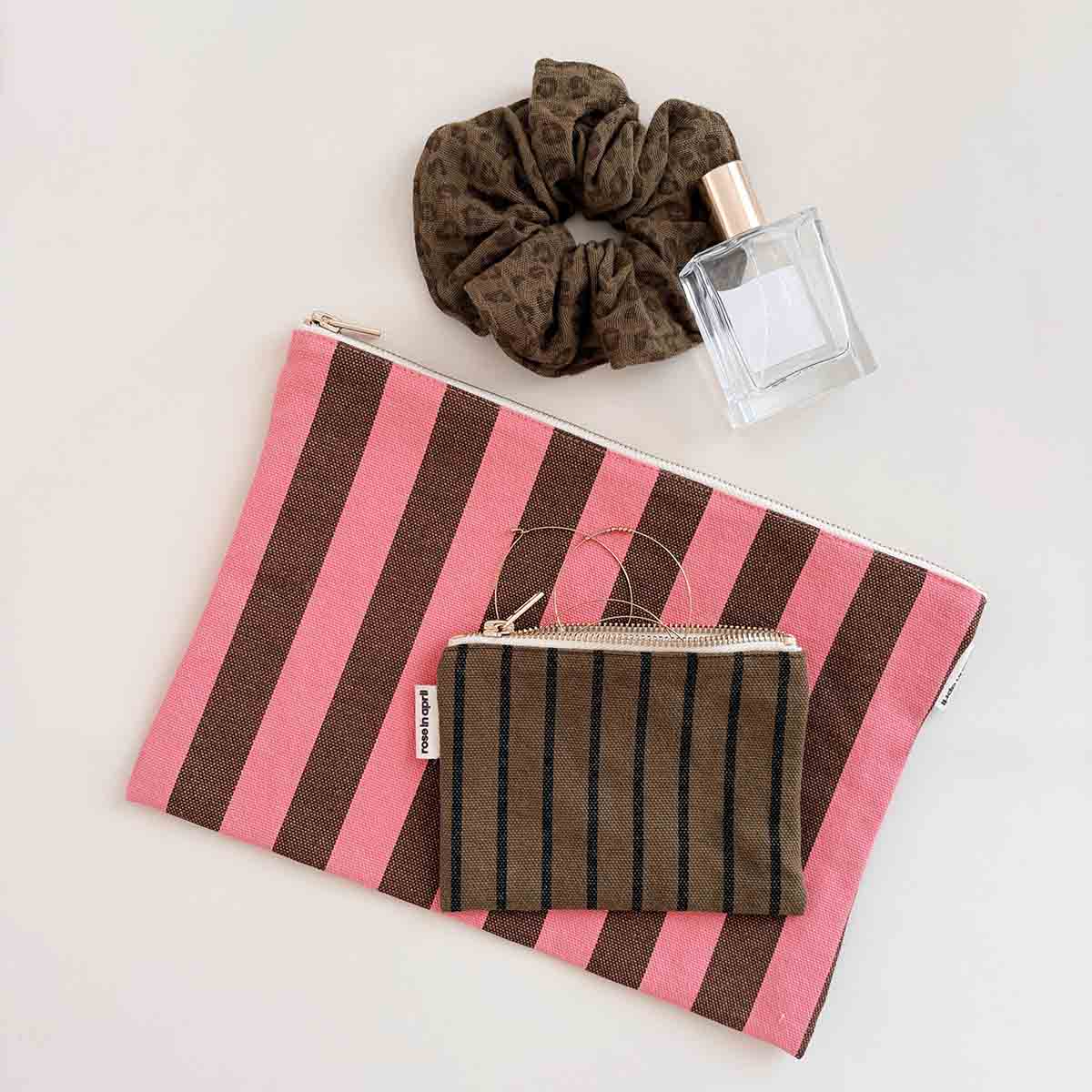 Pochette - Lili Rayures Funky pink / Olive