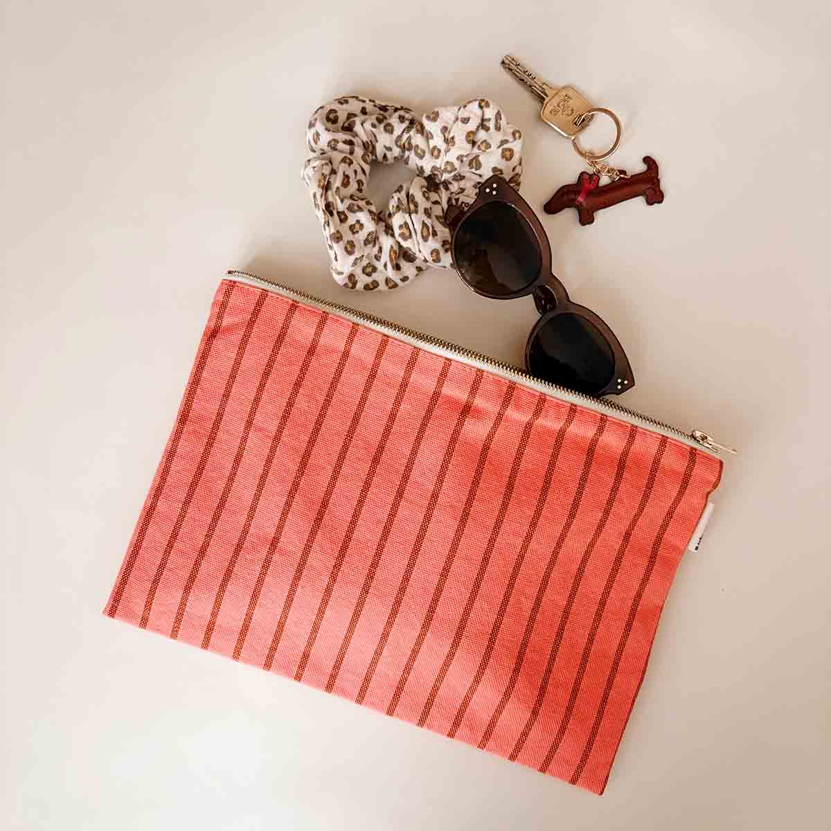 Pouch - Lili Pecan / Corail Tennis Stripes