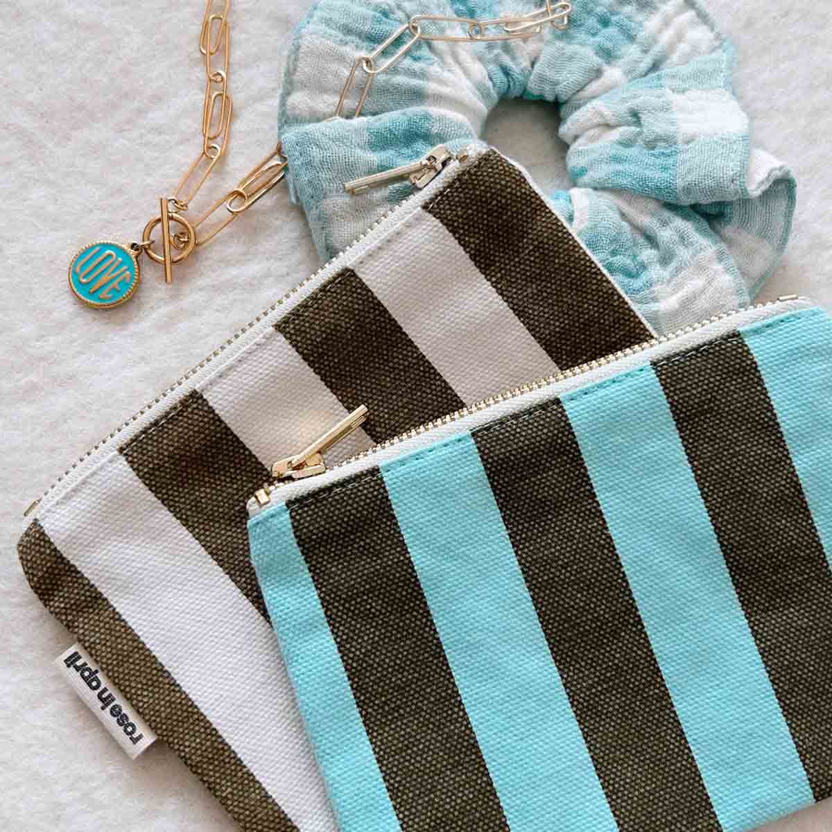 Porte-monnaie - Marie Rayures Olive / Greige