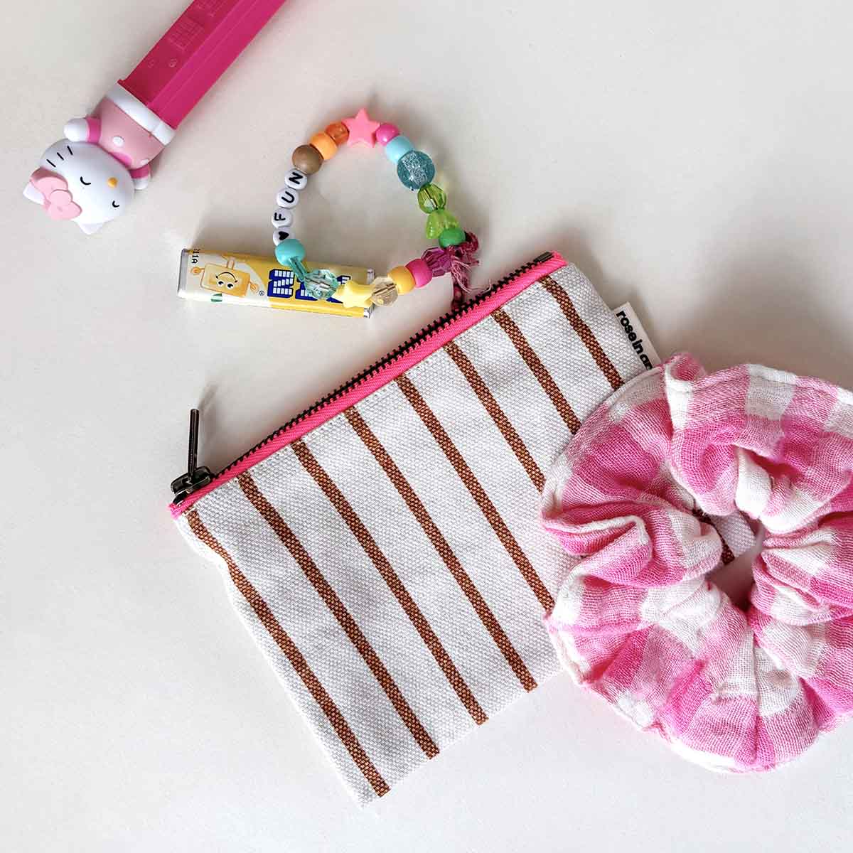 Porte-monnaie - Marie Rayures Tennis Pecan / Greige