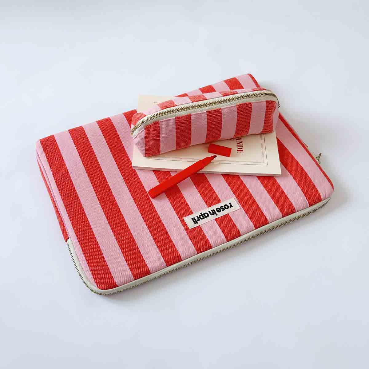 Laptop sleeve 15&16" - Maya Stripes Candy pink / Red