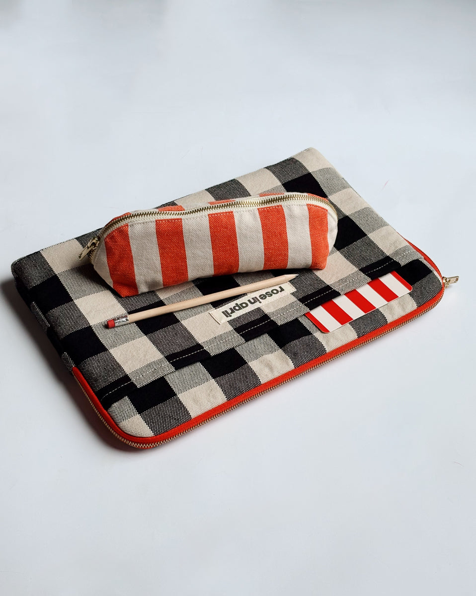 Trousse - Gaston Rayures Greige / Tomato