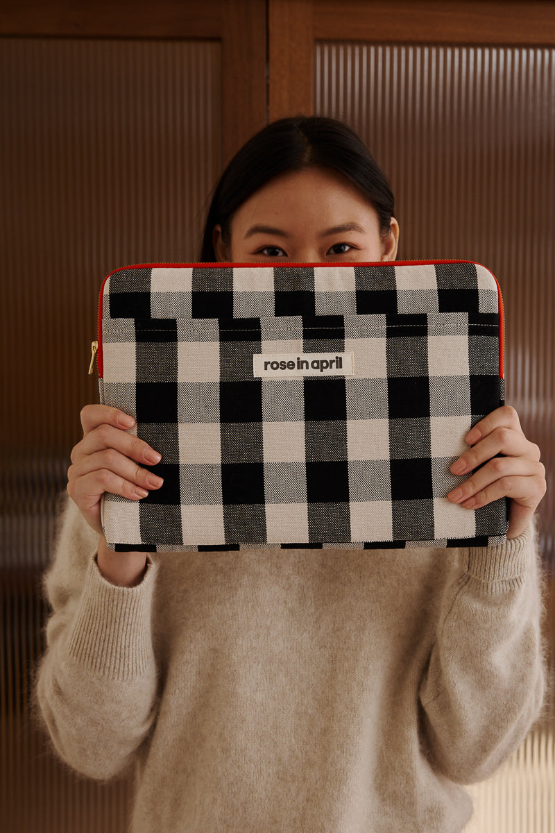 Laptop sleeve 13&14" - Octave Big vichy Greige