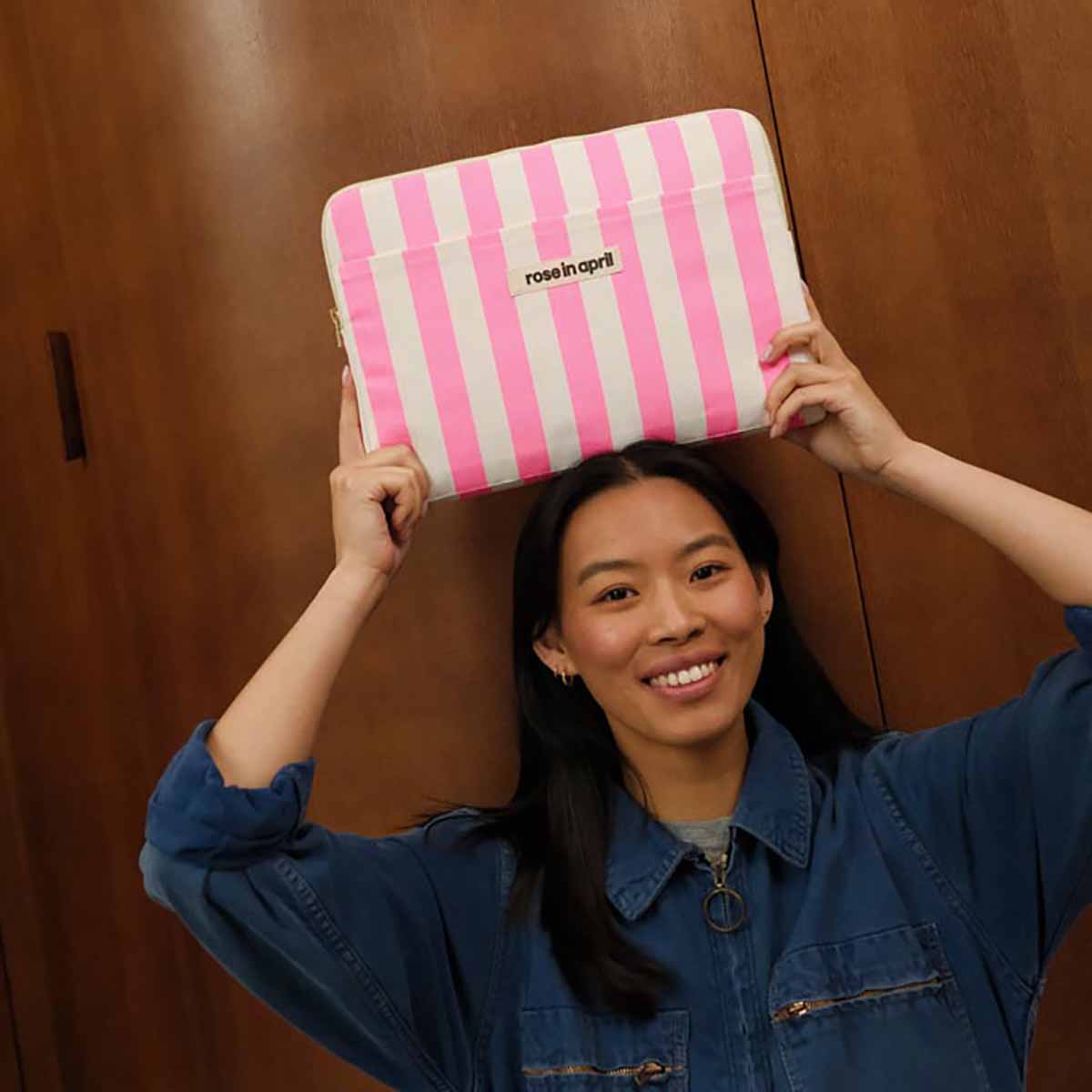 Housse d'ordinateur 13&14" - Octave Rayures Rose fluo