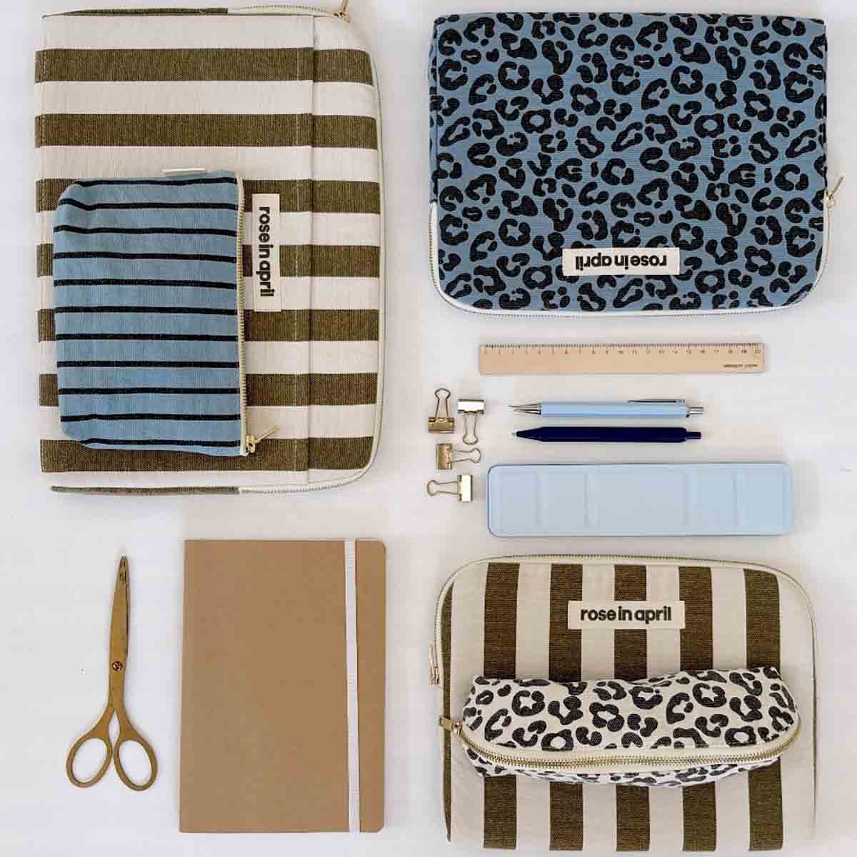 Housse d'iPad - Anouk Rayures Olive / Ecru