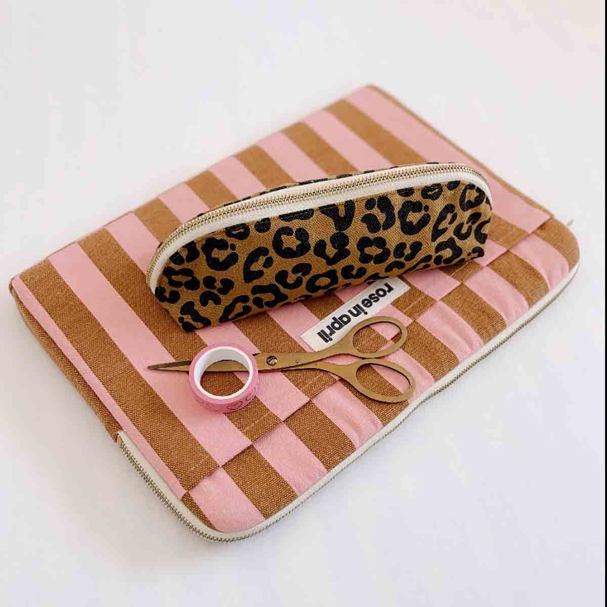 Housse d'ordinateur 13&14" - Octave Rayures Caramel / Strawberry