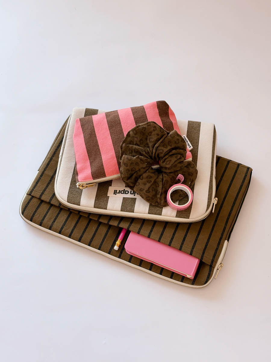 Pouch - Sofia Funky pink / Olive Stripes