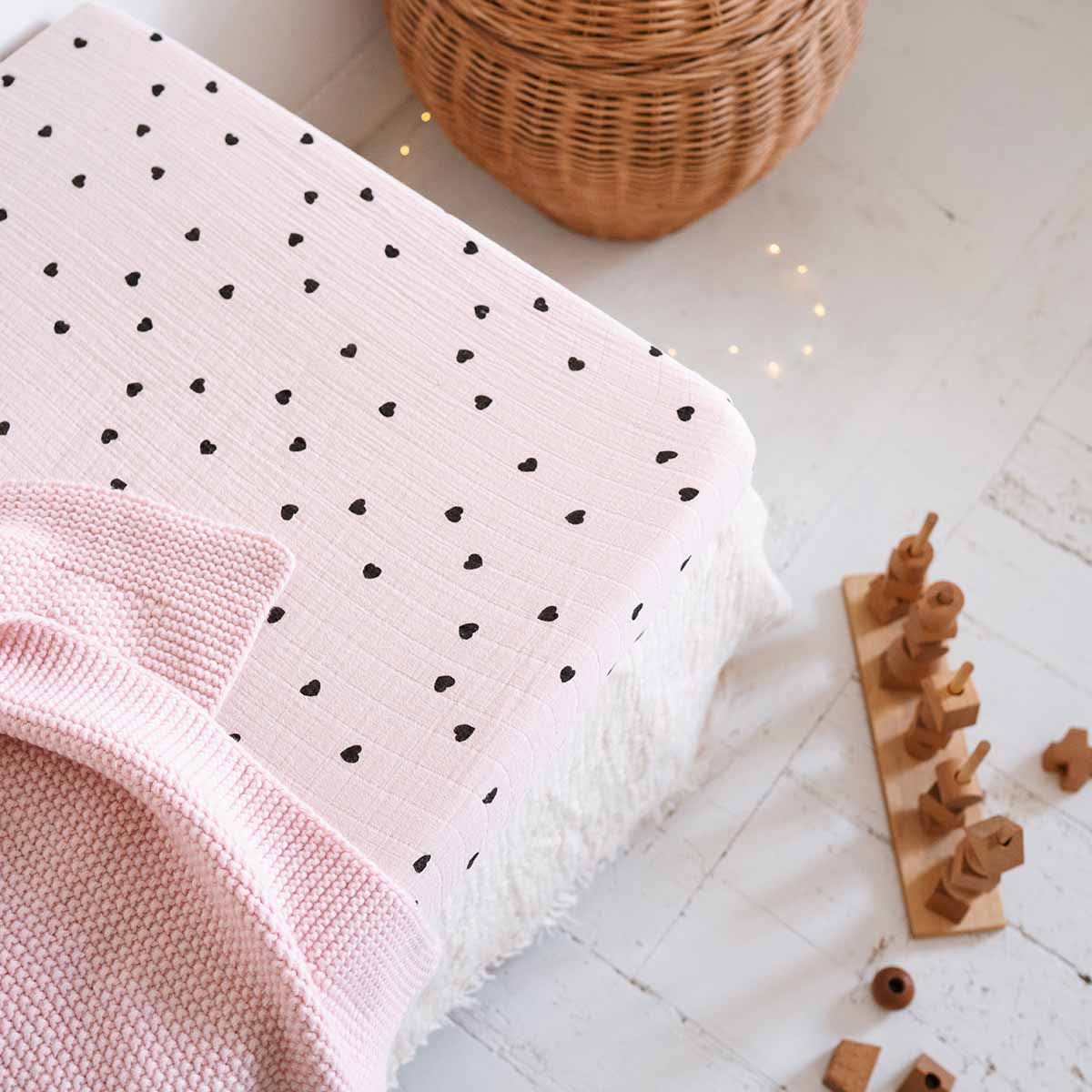 Fitted sheet - Olivia Coeur Light pink