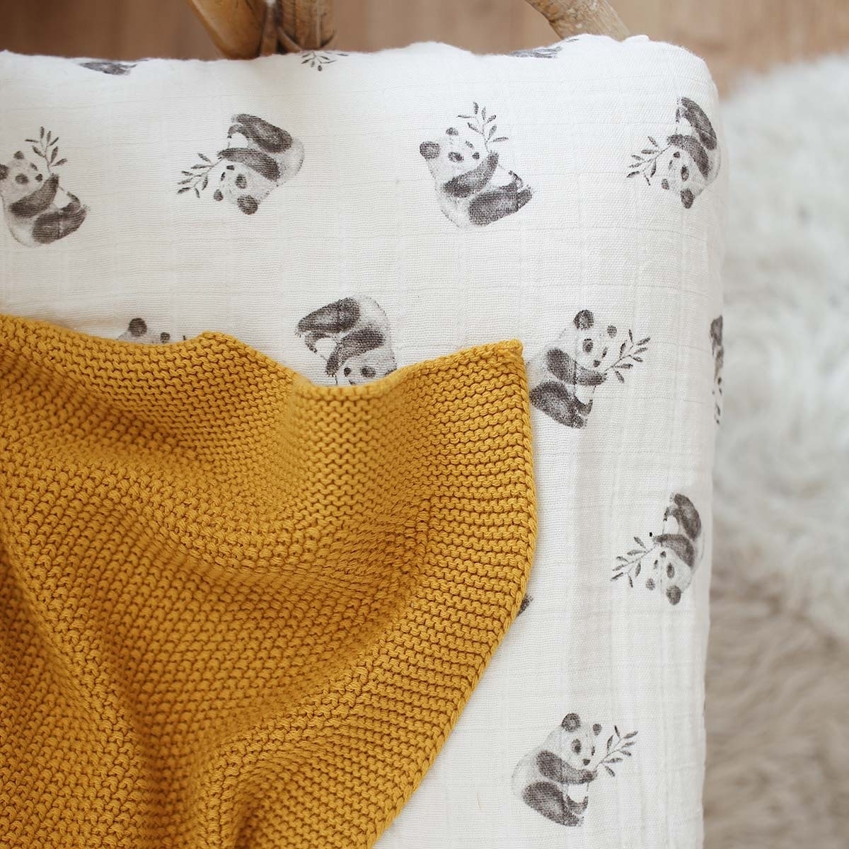 Drap housse - Olivia Panda Naturel