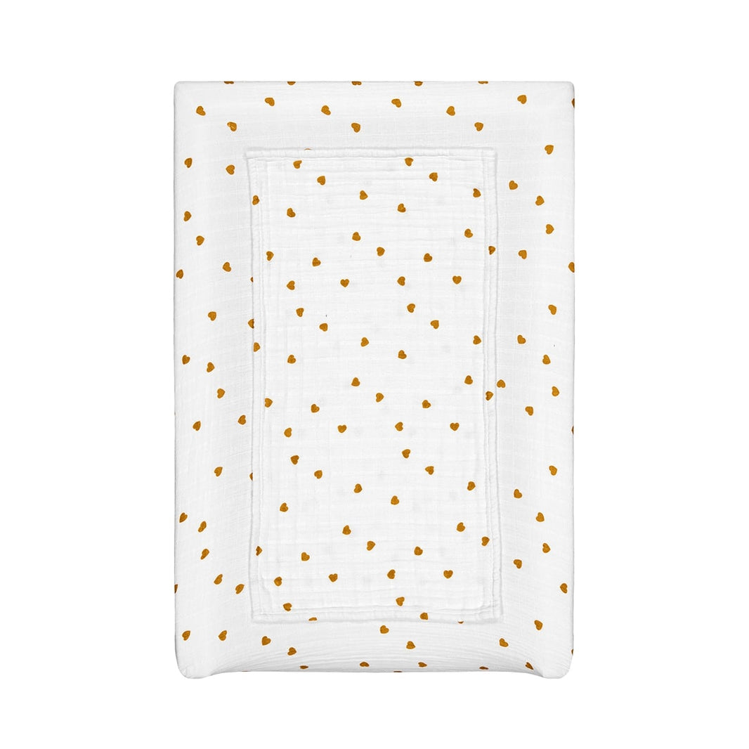 Fanny changing mat cover - Mustard Heart