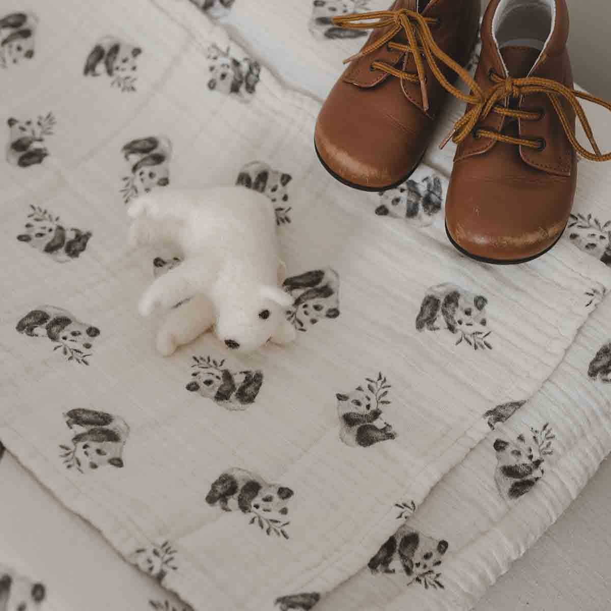 Housse de matelas à langer - Fanny Panda Naturel