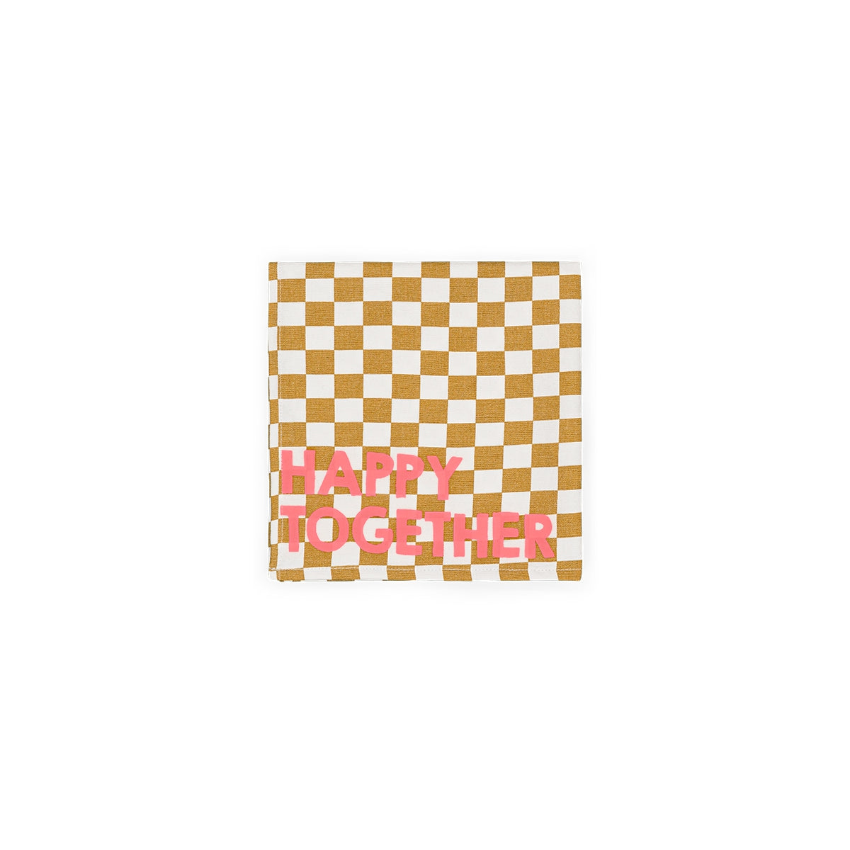 Pack of 2 napkins - Josephine Checkerboard Caramel Happy together