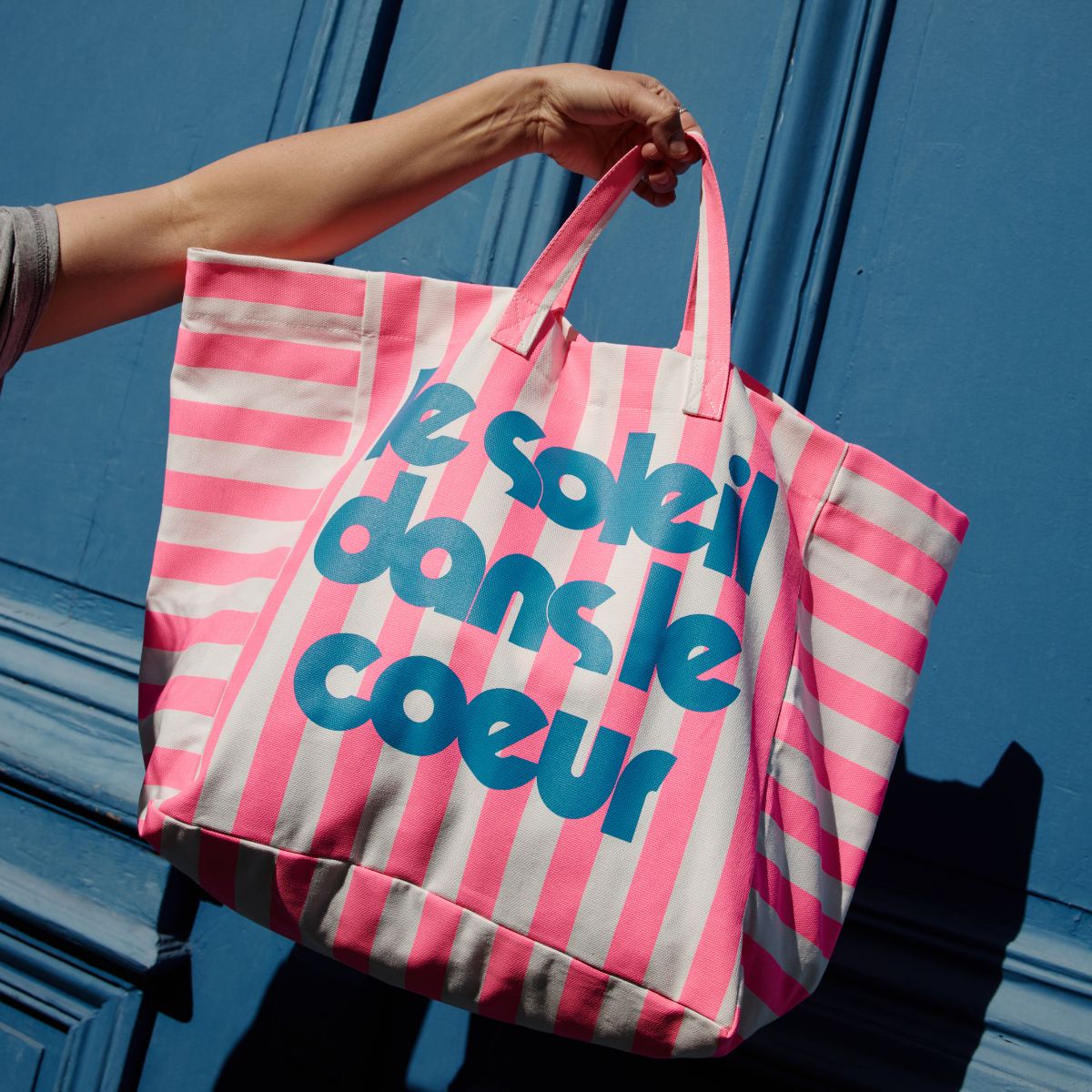 Tote bag - Elisa Stripes Neon pink - Mouflette x Rose in April