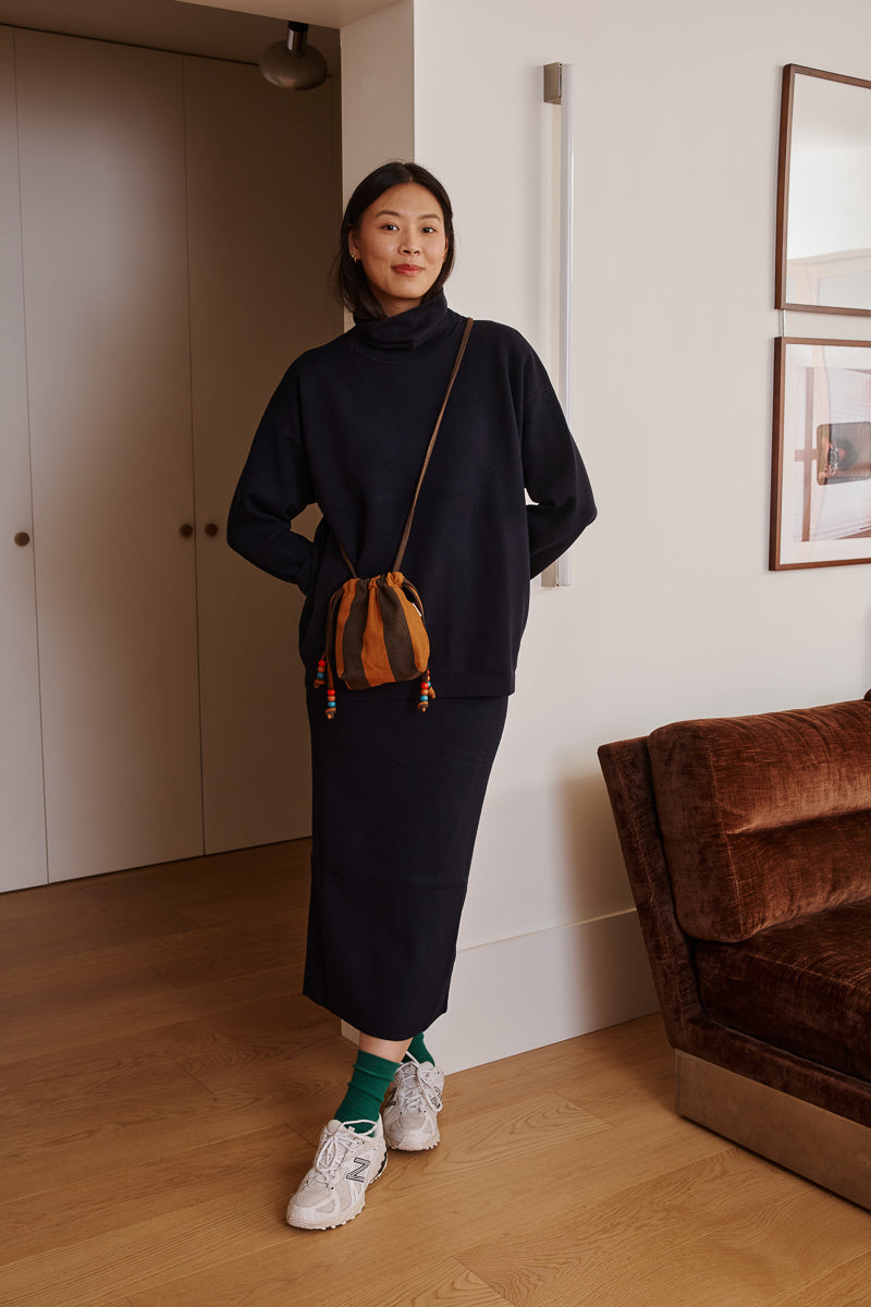 Mini sac - Billie Big stripes Night / Pecan