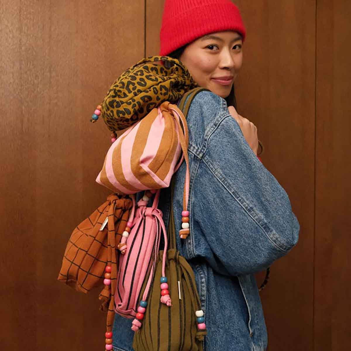 Mini bag - Billie Stripes Strawberry / Caramel