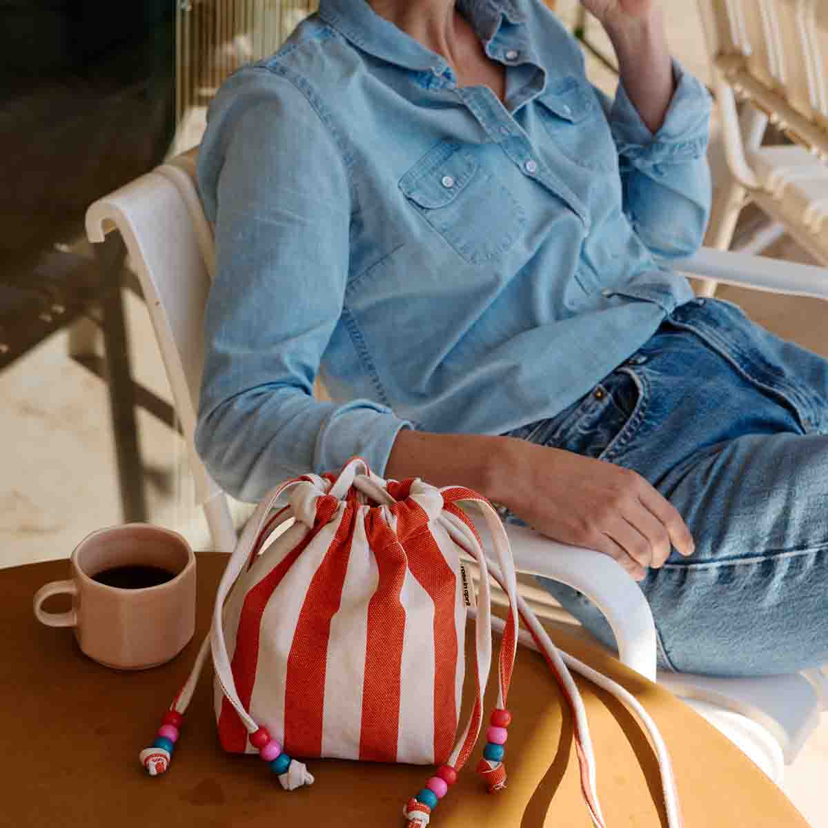 Mini bag - Billie Stripes Greige / Tomato