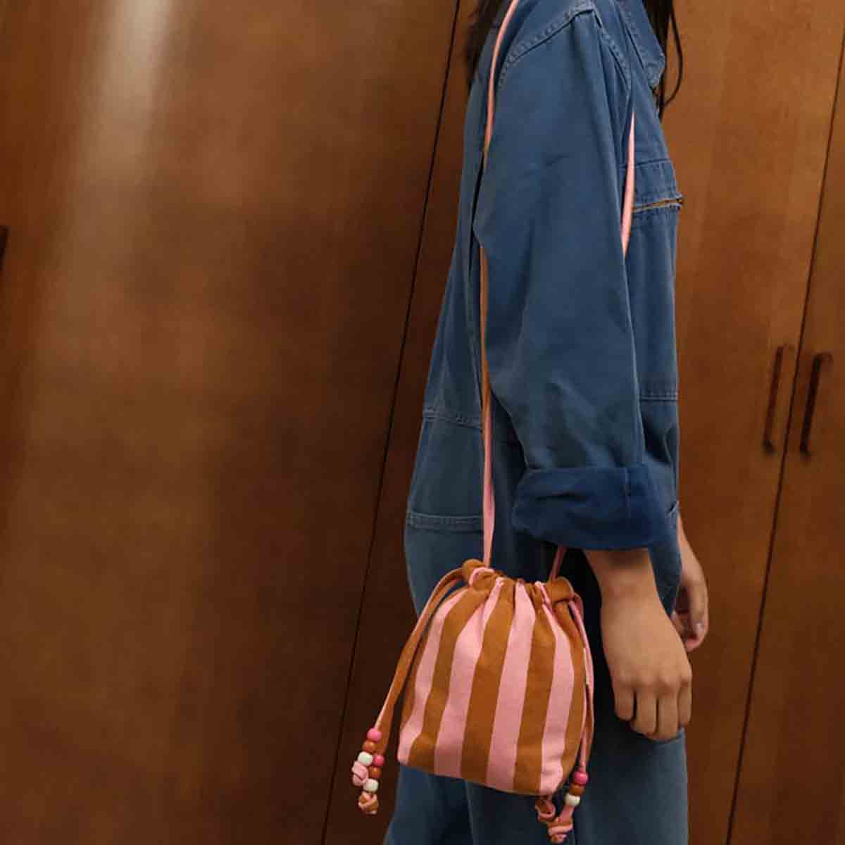 Mini bag - Billie Stripes Strawberry / Caramel