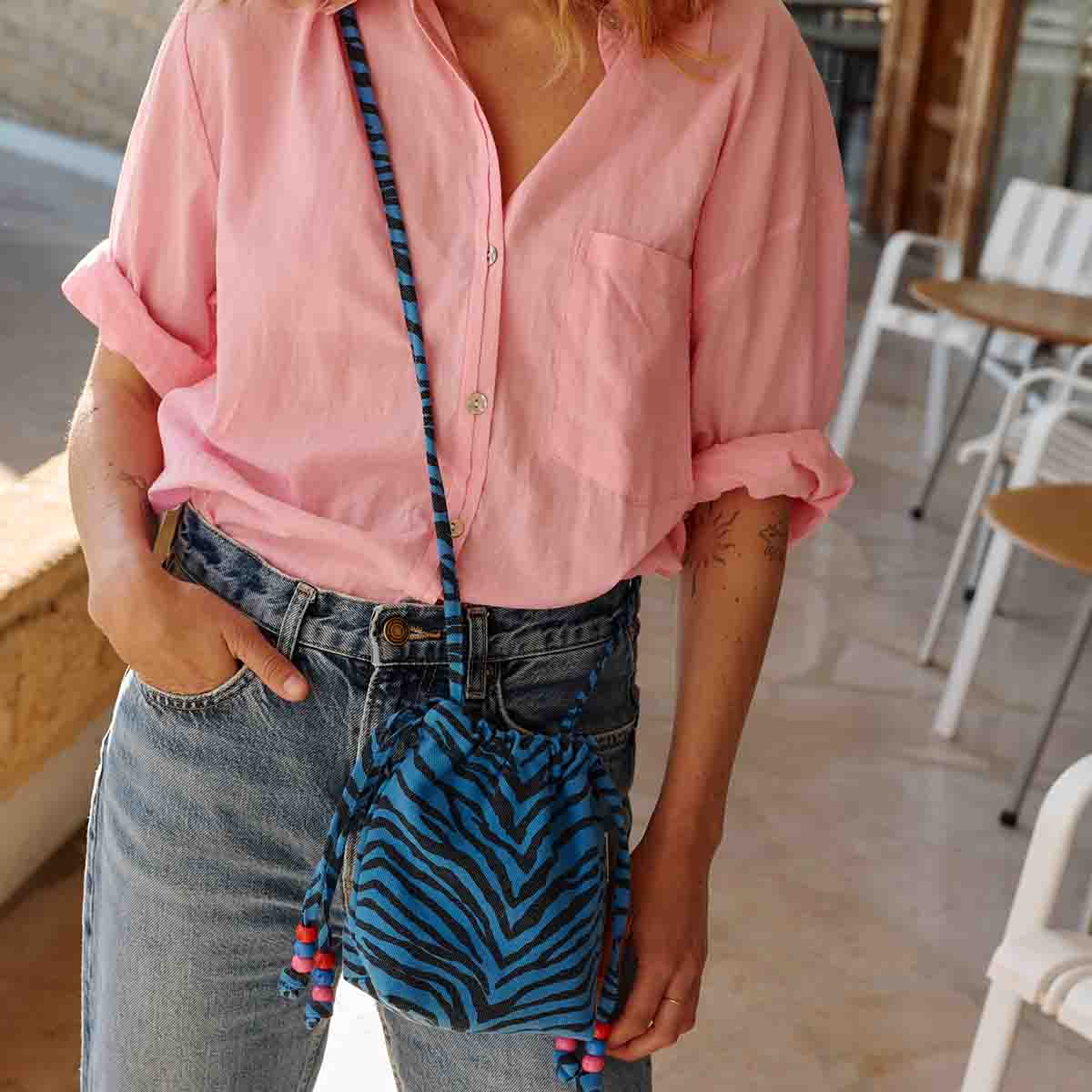 Mini sac - Billie Zebrou Greek blue