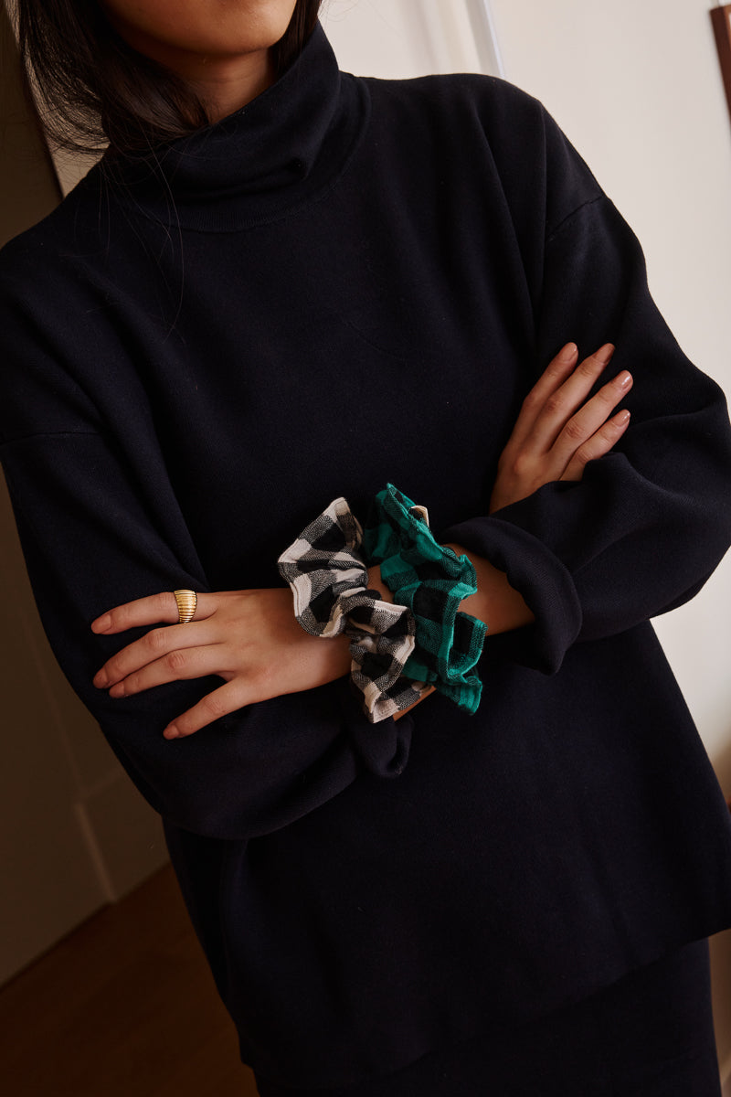 Scrunchie - Vichy Vert / Black