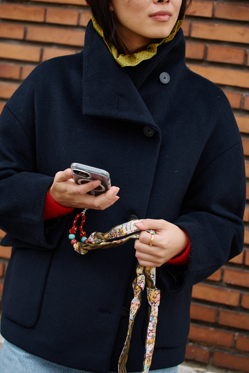 Phone holder - Zebra / Liberty flowers - Rose in April x Marie Starek x Ma prune céleste