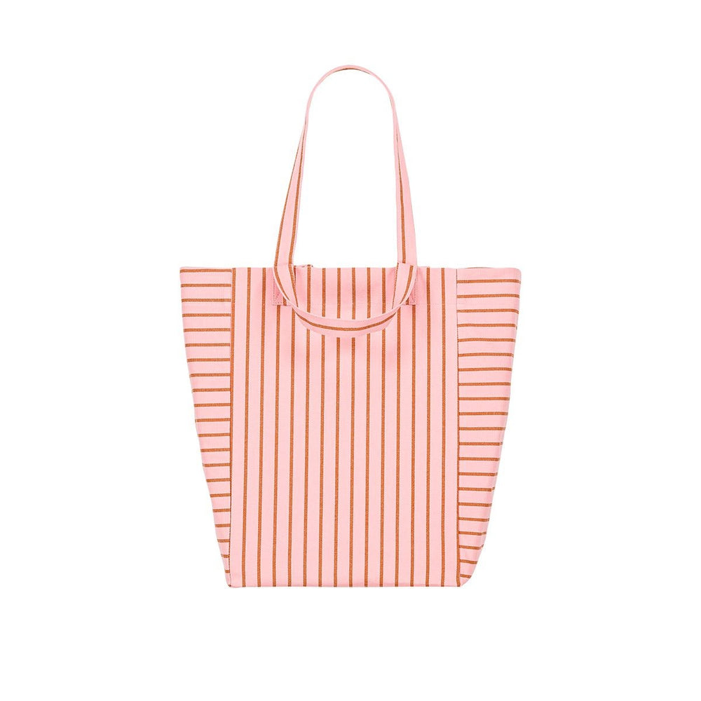Sac cabas - Elisabeth Rayures Tennis Pecan / Strawberry