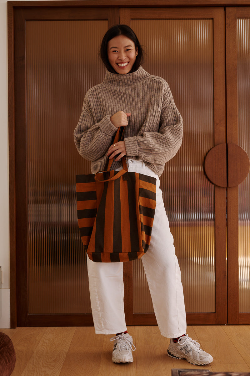 Tote bag - Elisabeth Big stripes Night / Pecan