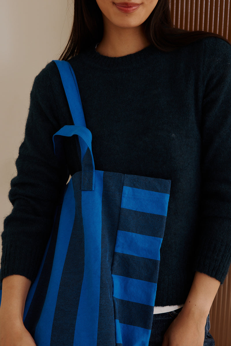 Tote bag - Elisabeth Big stripes Night / Blue
