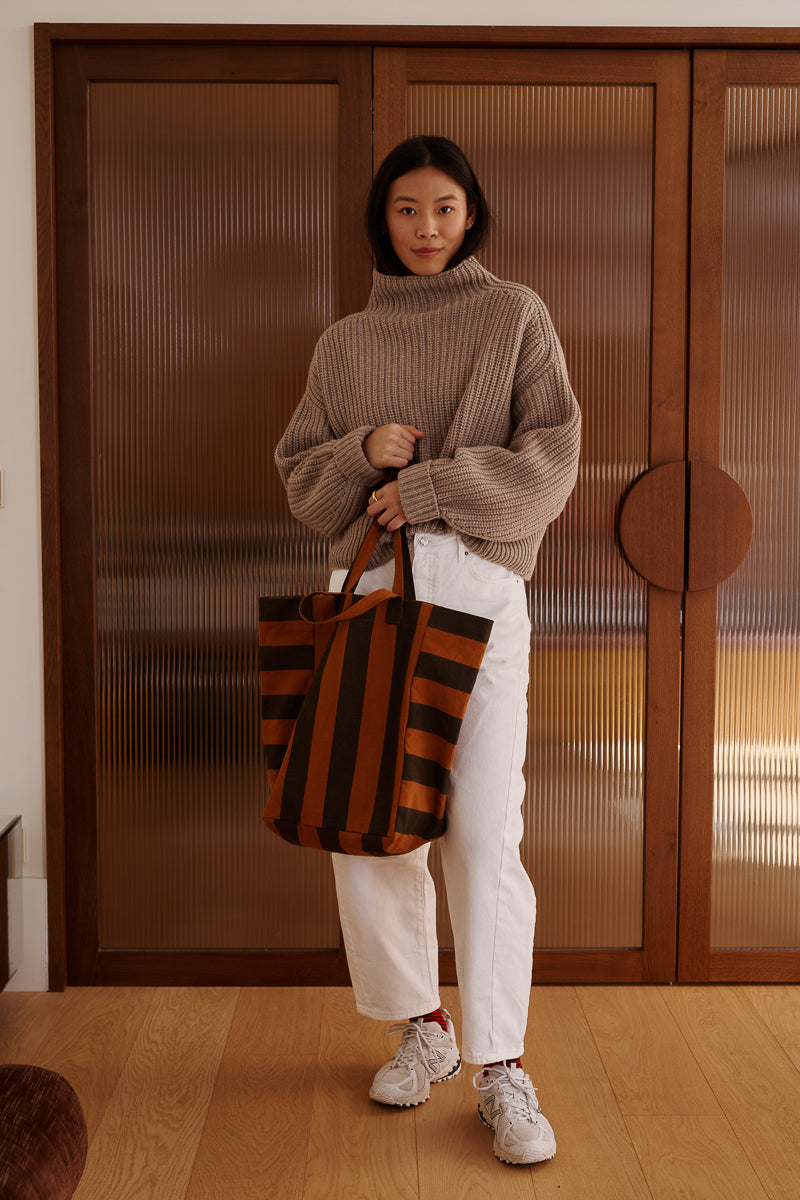 Tote bag - Elisabeth Big stripes Night / Pecan