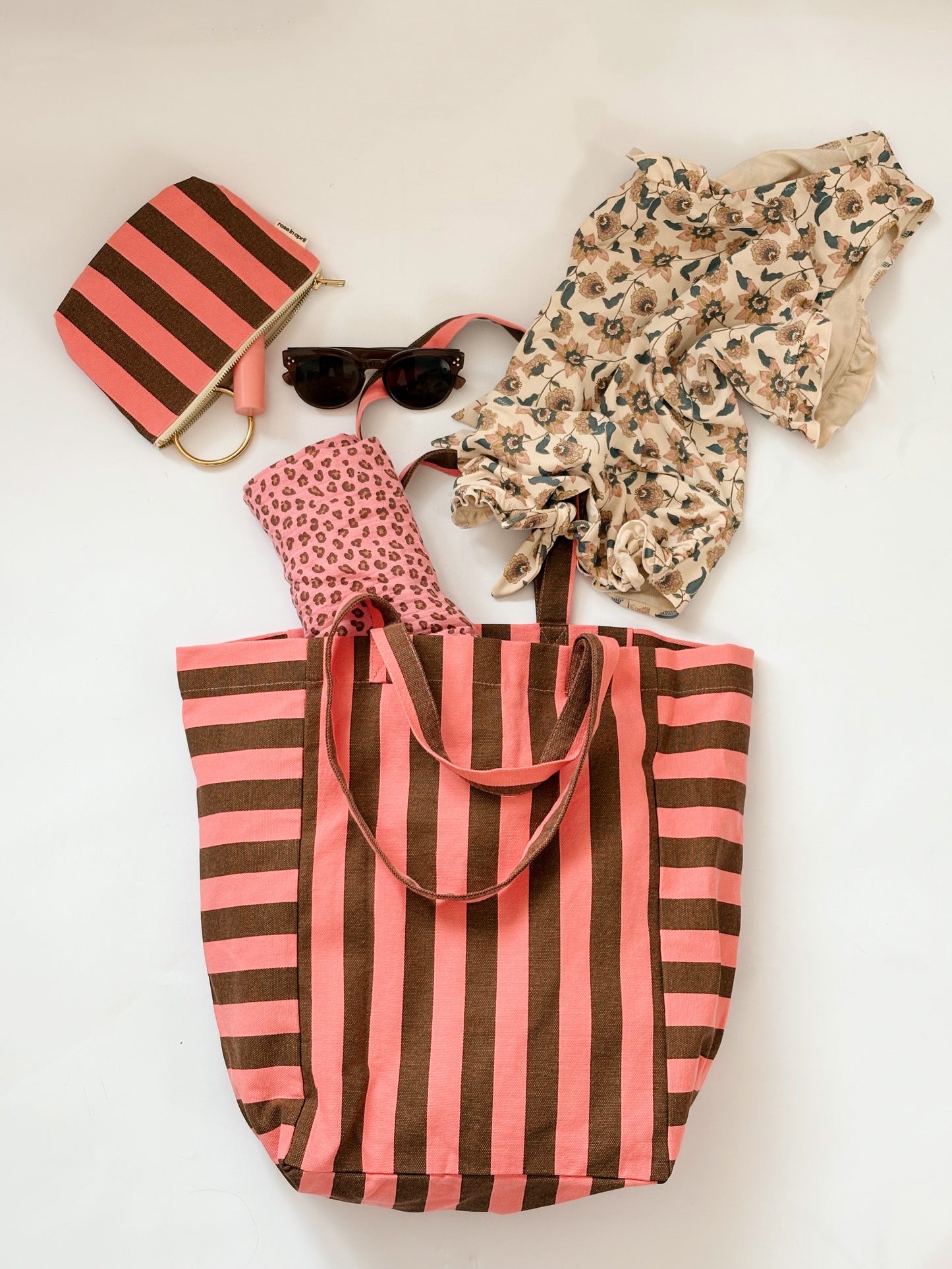 Tote bag - Elisabeth Funky pink / Olive Stripes 