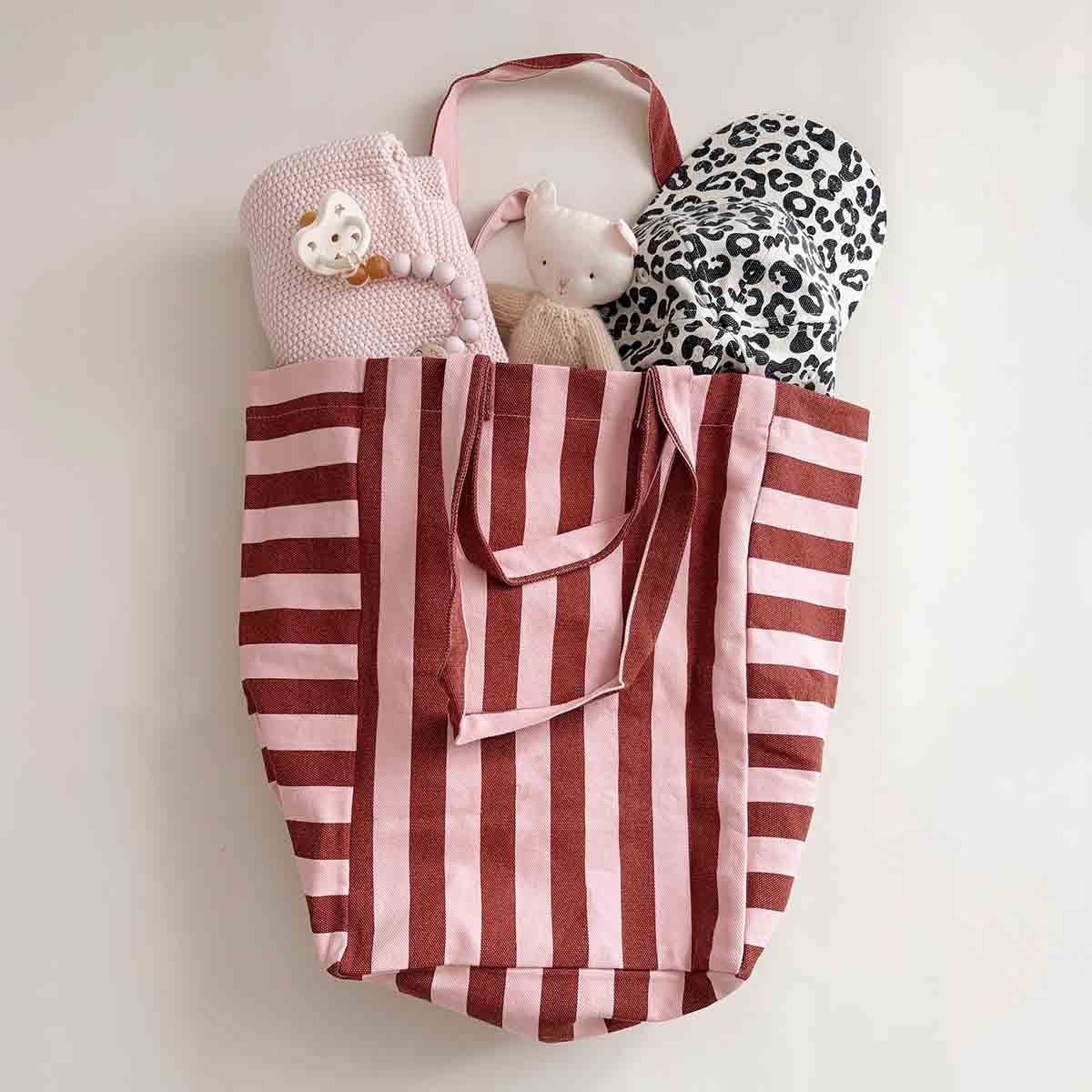 Sac cabas - Elisabeth Rayures Brick / Chamallow