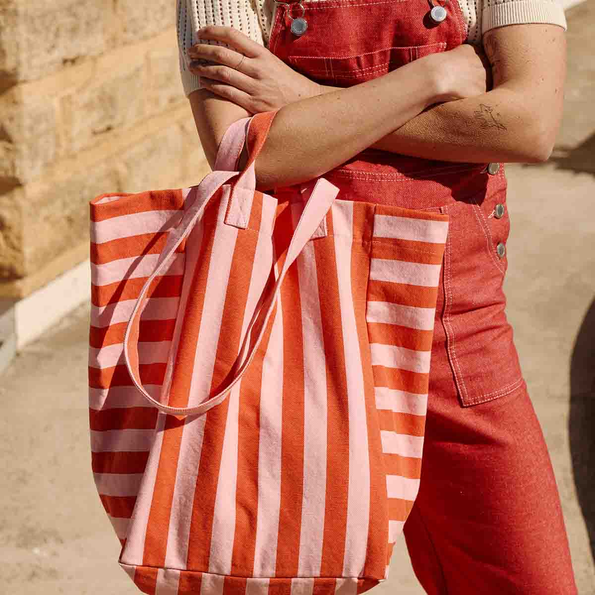 Tote bag - Elisabeth Candy pink / Red Stripes 