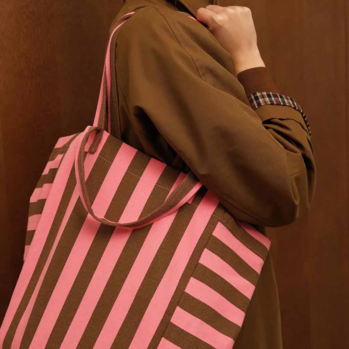 Tote bag - Elisabeth Funky pink / Olive Stripes 