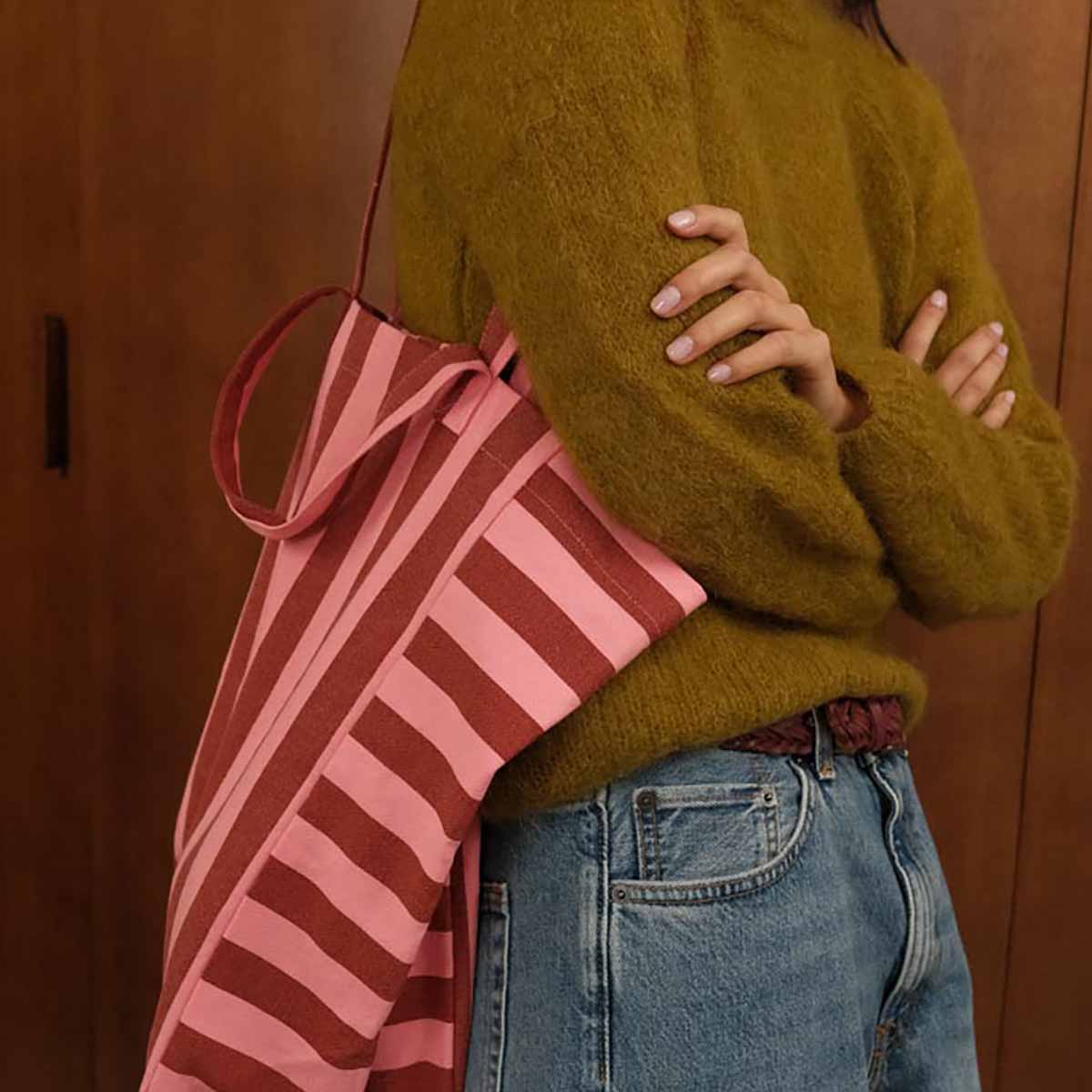 Sac cabas - Elisabeth Rayures Brick / Pink