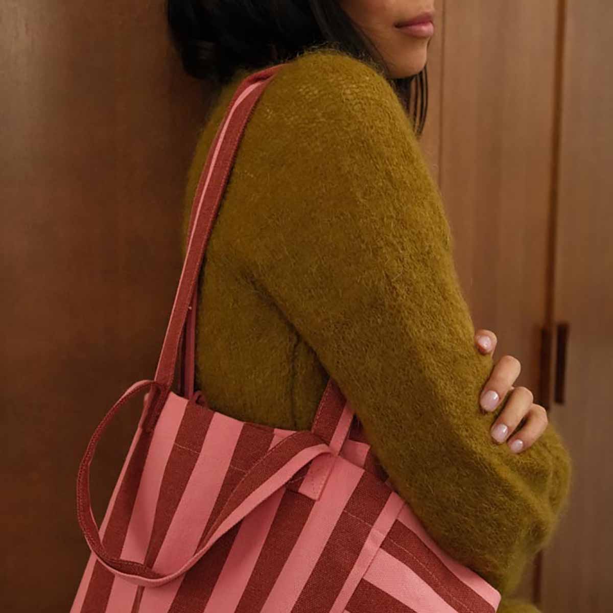 Sac cabas - Elisabeth Rayures Brick / Pink