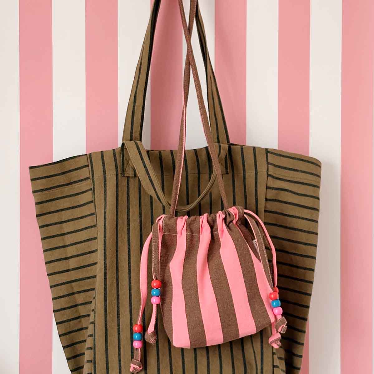 Mini sac - Billie Rayures Strawberry / Caramel