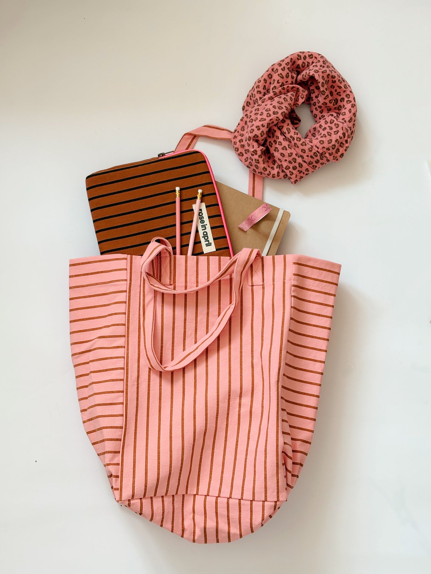 Tote bag - Elisabeth Pecan / Strawberry Tennis Stripes 