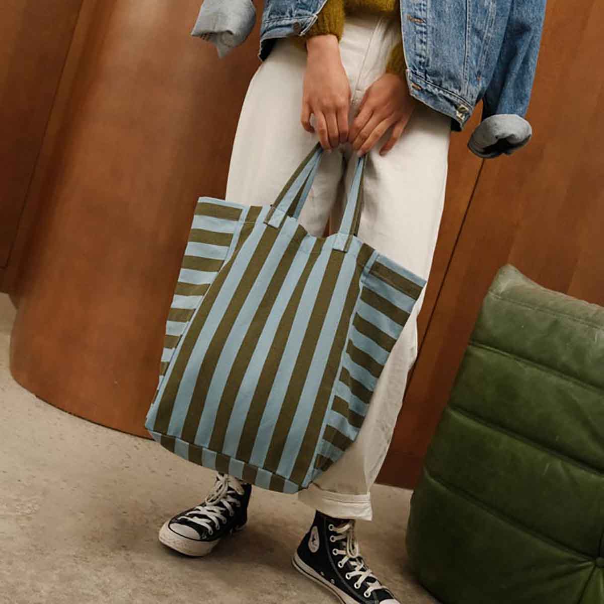 Tote bag - Elisabeth Olive / Blue Stripes 