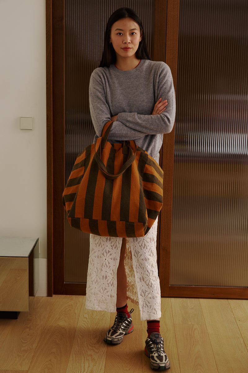 Sac cabas - Elisa Big rayures Night / Pecan
