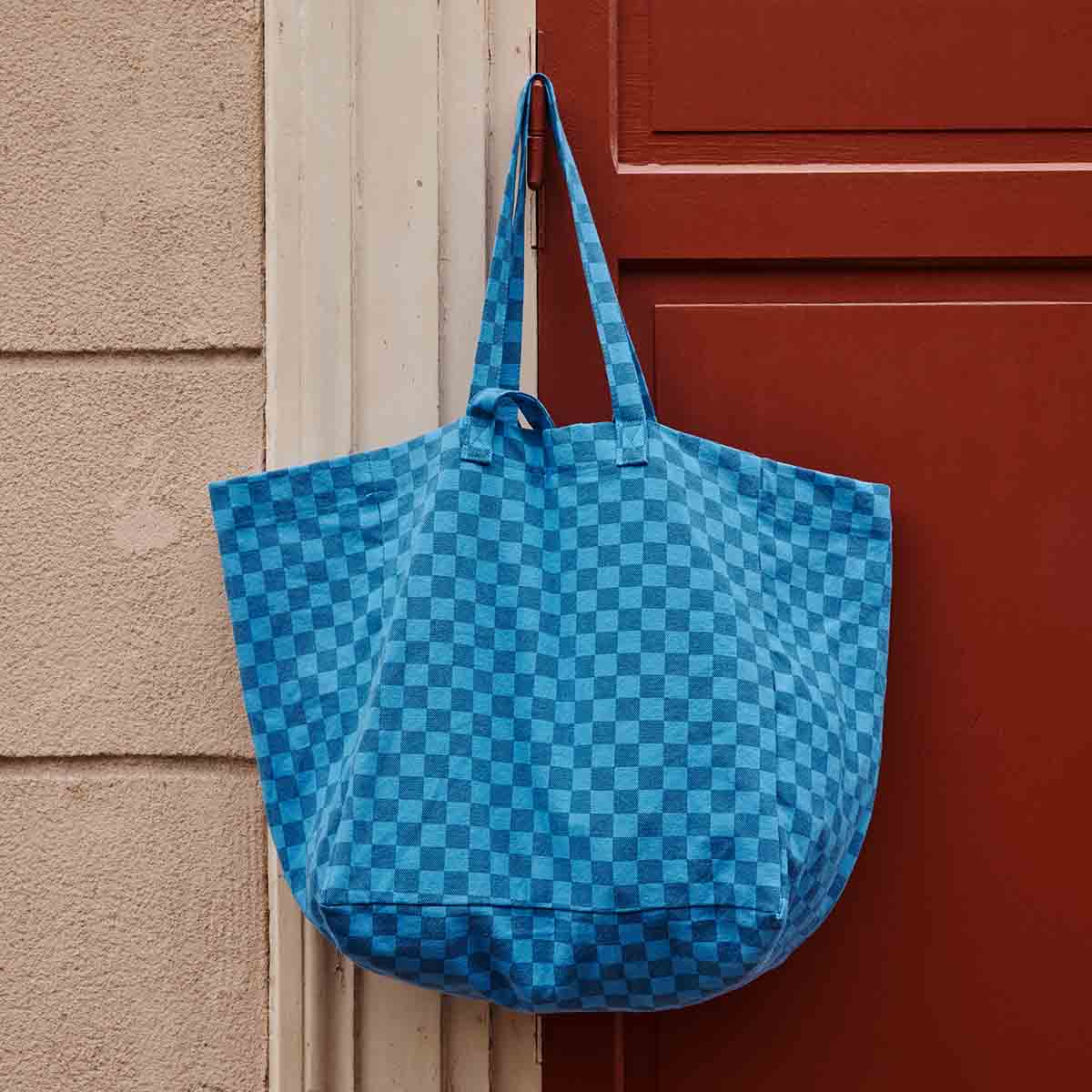 Tote bag - Elisa Checkerboard Greek blue / Navy blue