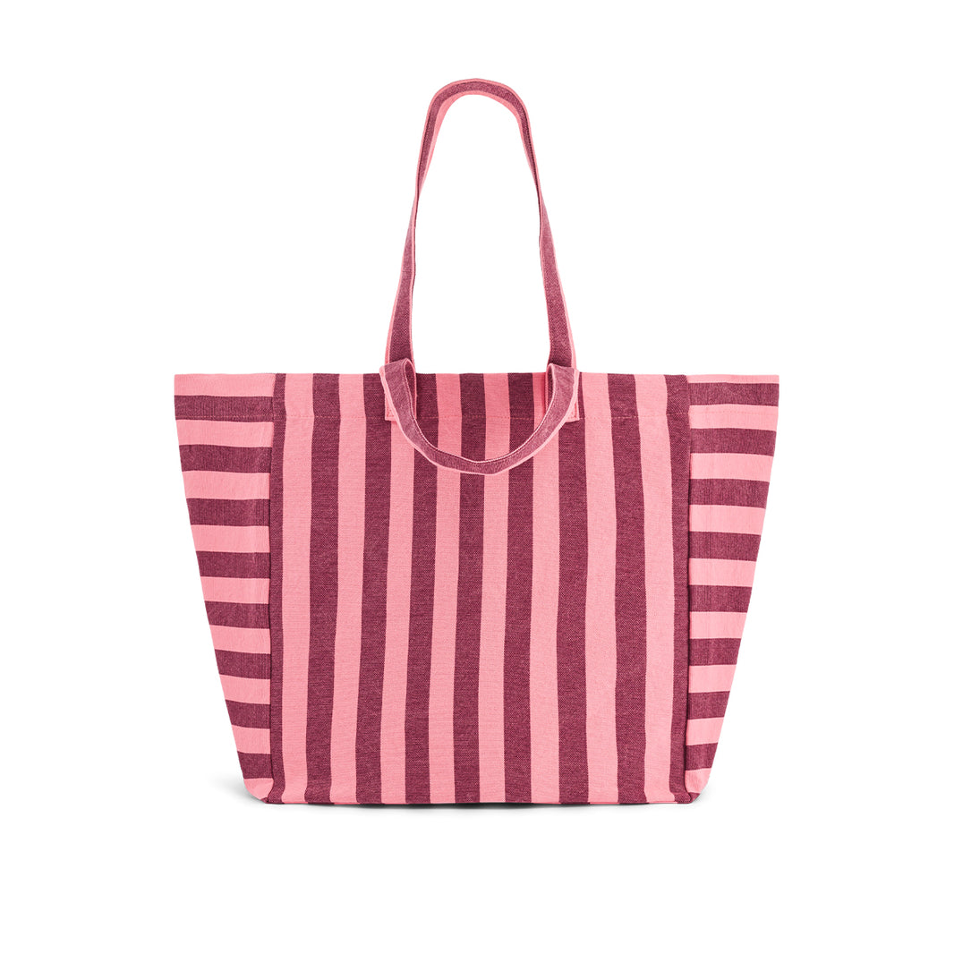 Tote bag - Elisa Burgundy / Pink flamingo Stripes