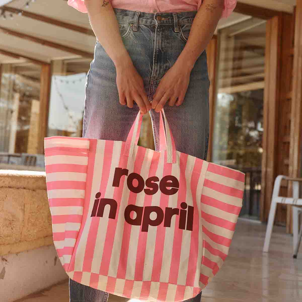 Sac cabas - Elisa Rayures Rose fluo - Edition limitée